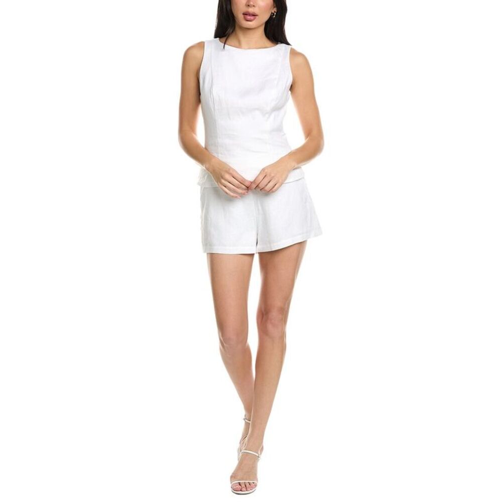 Seraphina Womens  Linen Tie Back Top & Short, White